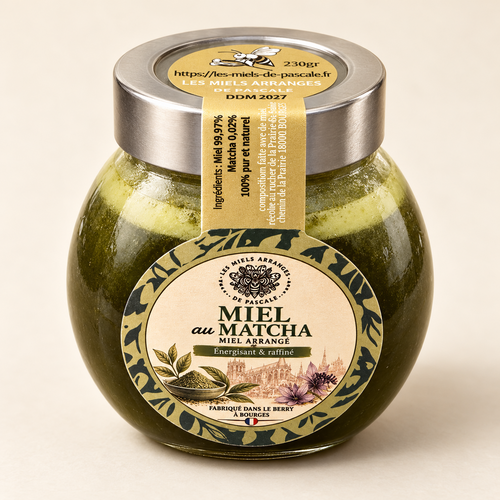 Miel au matcha — pot gourmand de 230 g, fabriqué à Bourges